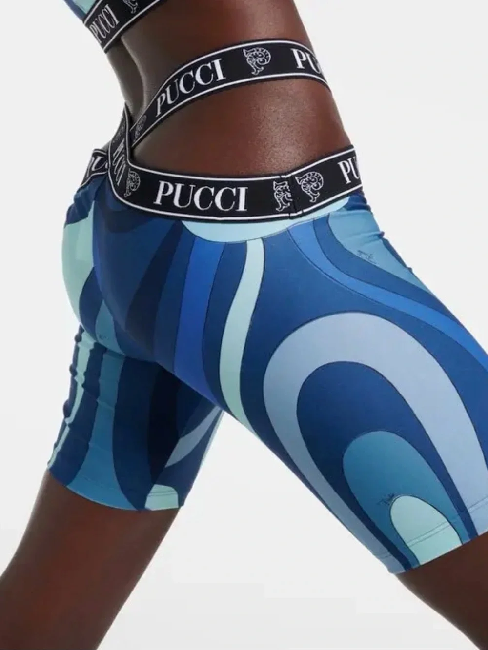 Blue Swirl High-Waist Biker Shorts And matching top set size S